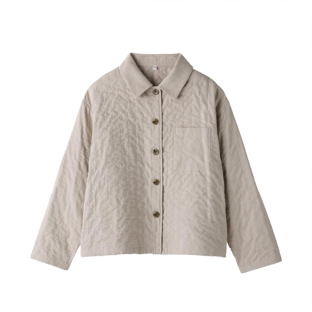 MUJI Kapok Blend Double Gauze Quilted Light Size M Women's Jacket, Beige, (BD103A5S)