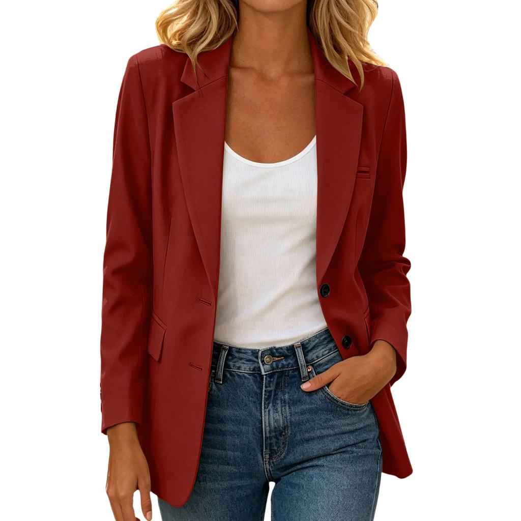 Women's Long Sleeve Button Front Lapel Jacket