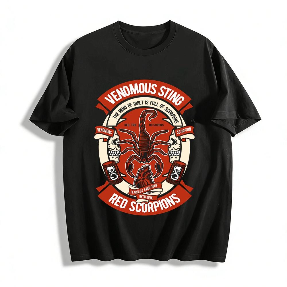 

Venomous Sting Red Scorpions Graphic Tee Fearless Ambitious Streetwear Pure cotton T-shirt XXS