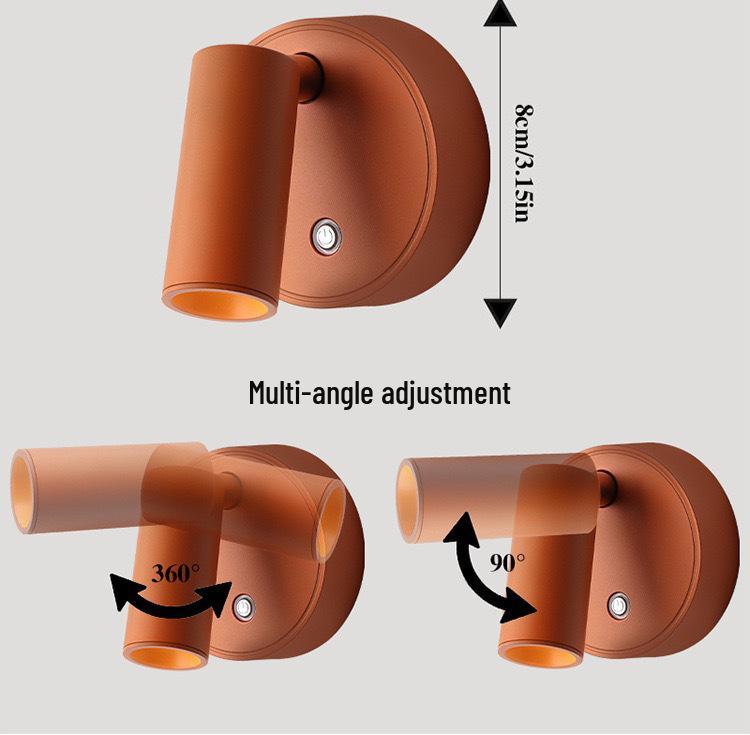 Wireless Magnetic Bedside Wall Lamp with Adjustable Angle, Modern Minimalist Design, Small Spotlight, Night Light.