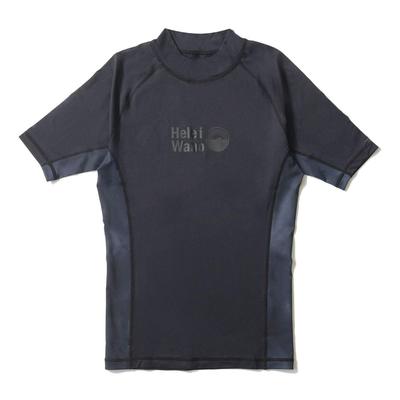 Men's HeleiWaho Rash Guard, Short Sleeve Pullover, UPF 50+, Medium, Black/Tiedye Black