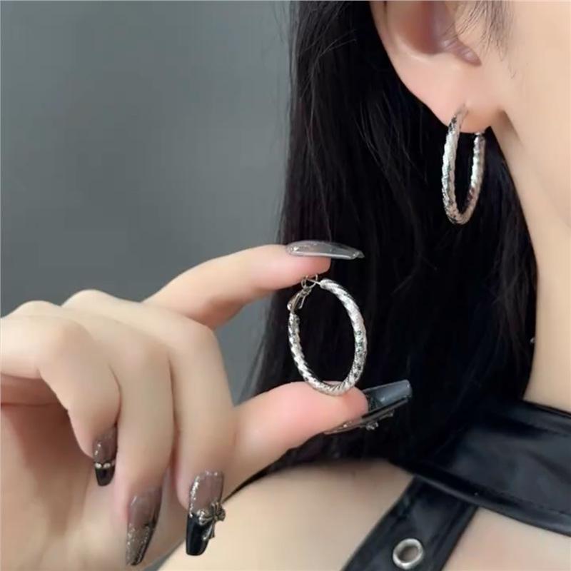 2025 Fashionable Silver Hoop Earrings: High-End, Versatile, Light Luxury Design for Women