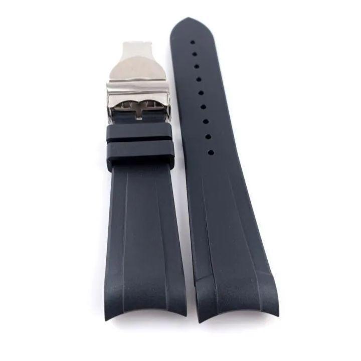 Used 22mm Watch Aftermarket Product Silicone Rubber Strap Curved End Black D Buckle Included [Compatible With] TUDOR Black Bay Tudor Tudor