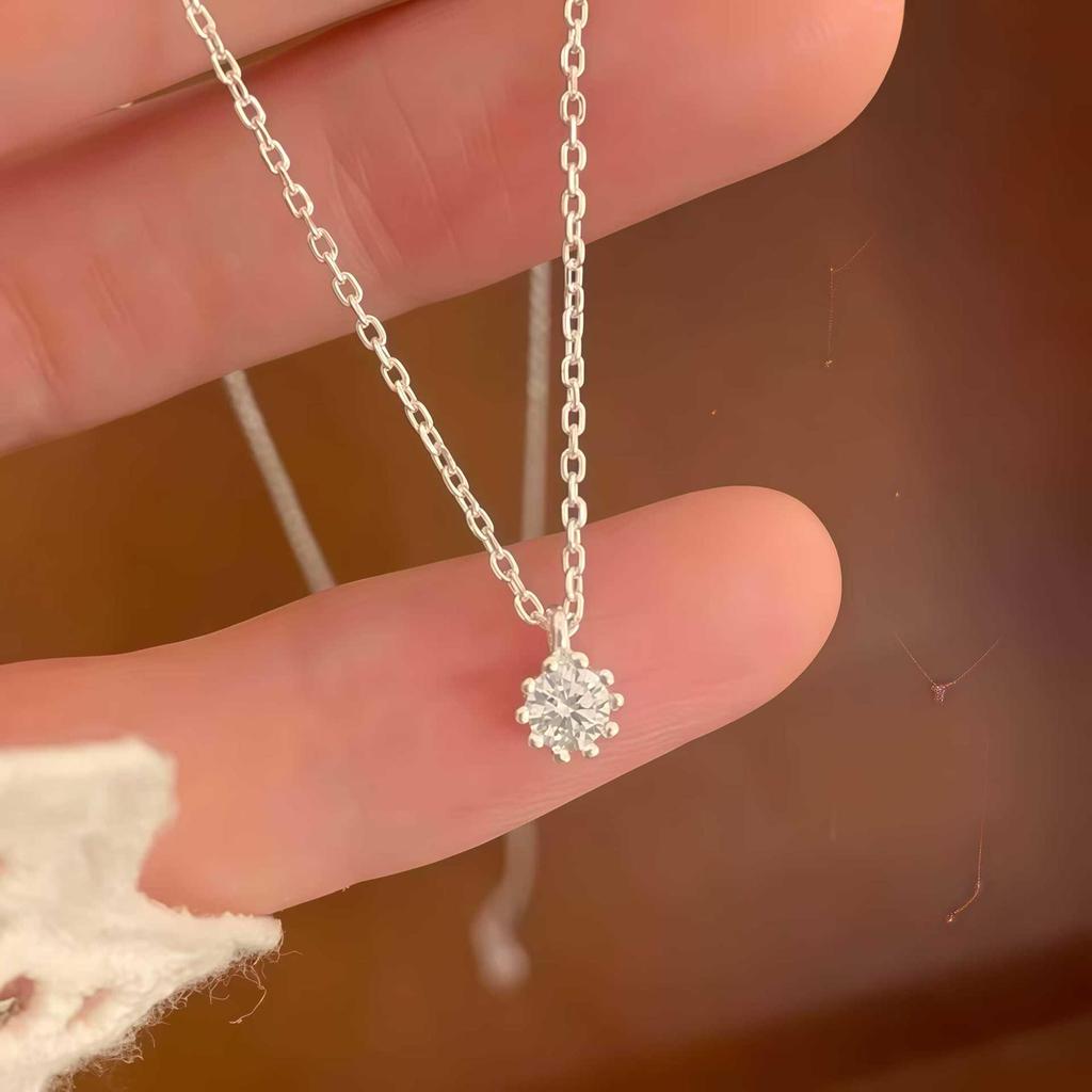 S925 Sterling Silver Bläckfisk Diamant Halsband - Klassisk, Enkel, Nischad Design Nyckelbenskedja för Kvinnor