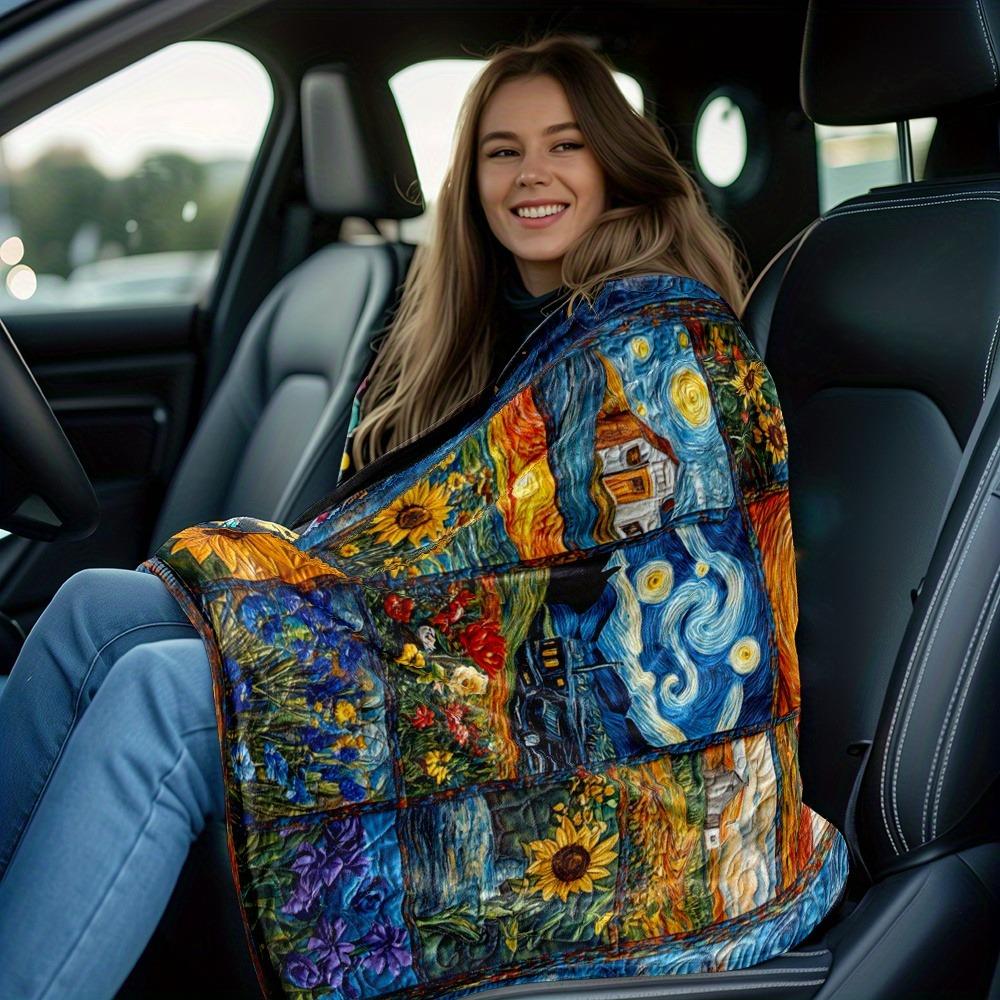 Coperta in Flanella Oversize Van Gogh Varie Misure Stampa 2D Notte Stellata Girasoli Tema Tessuto in Flanella Casa Viaggio Campeggio Accogliente