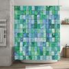 Green Blue Bath Mat Home Decor Shower Curtain Waterproof Fabric Bathroom Accessories For Bathtub Toilet Stickers Square Pattern