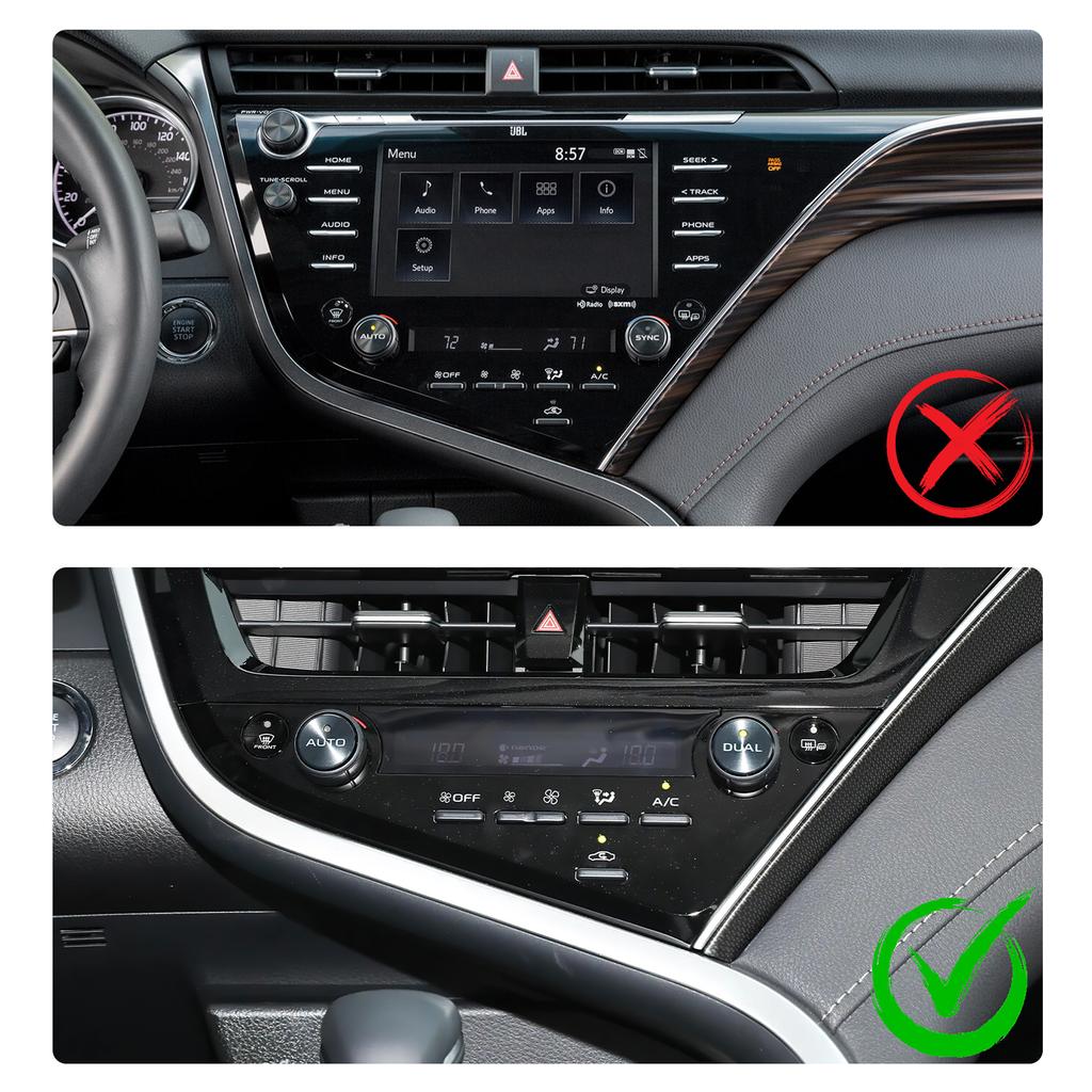 For Toyota Camry 2018 2019 2020 2021 2022 Real Soft Carbon Fiber LHD Car Central Control Button Frame Interior Trim Accessories
