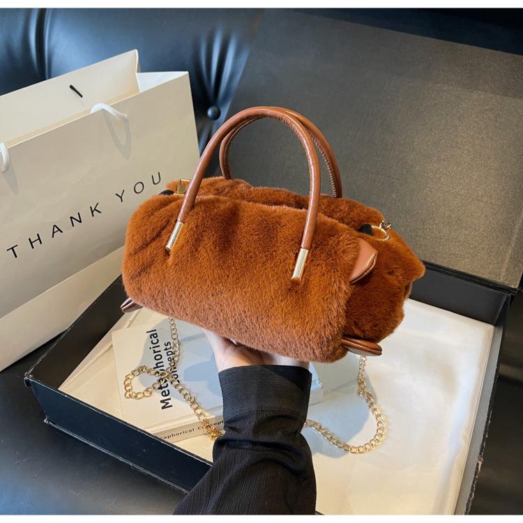 

Плюшева сумка жіноча осінь і зима 2024 нова модна ніша мультяшна мила сумка на ланцюжку сумка для ляльки коричневий