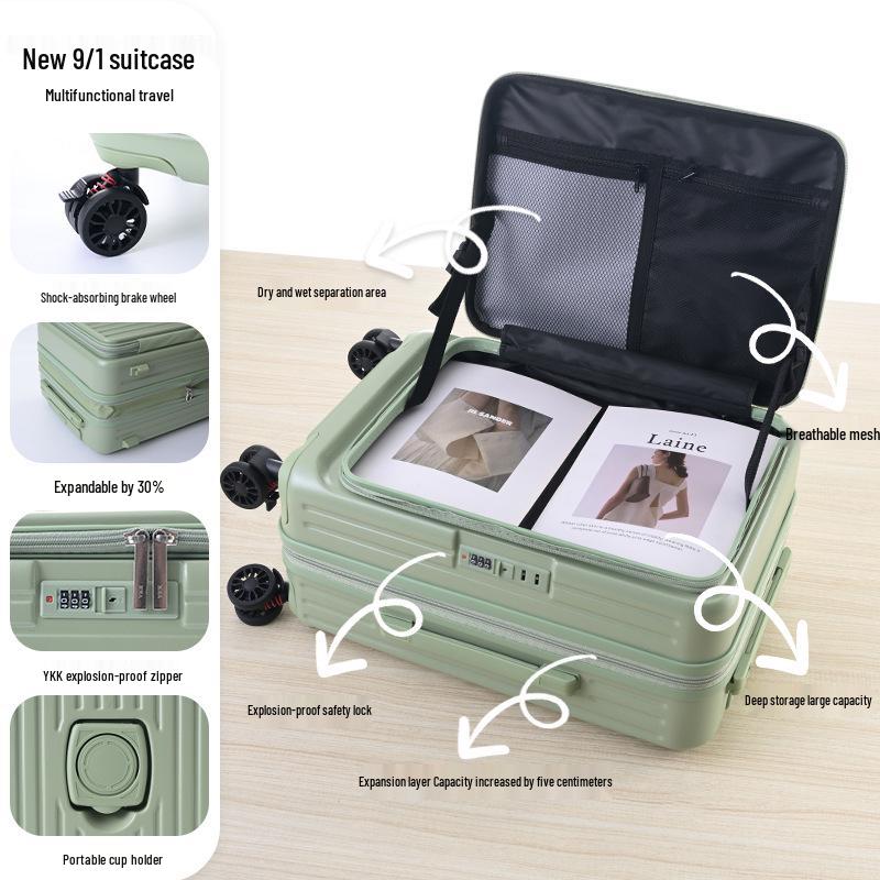 Expandable 20-Inch Rolling Suitcase for Women and Men: Large-Capacity, Three-Piece Set with Side-Opening Design, Perfect for Travel.
