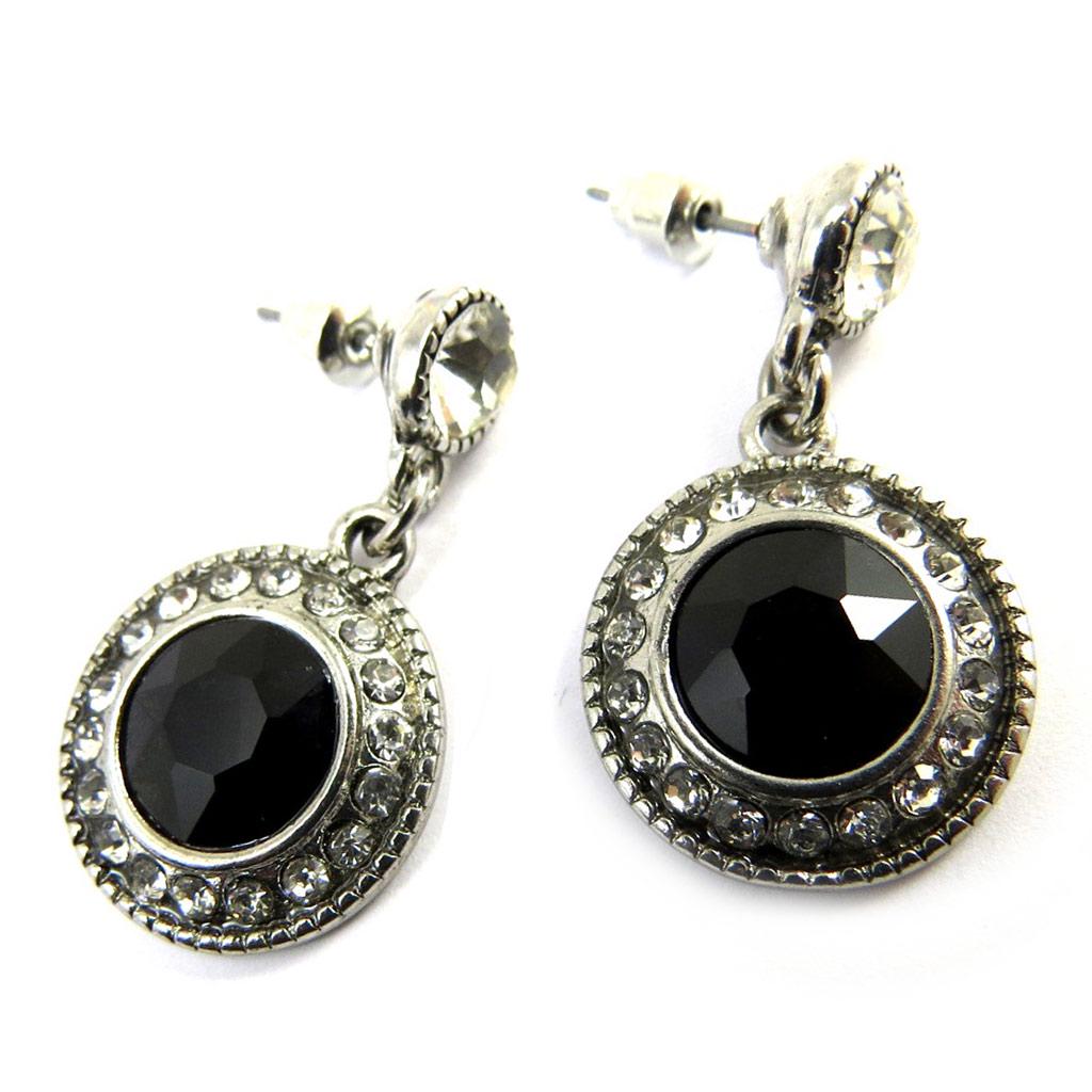 Les Trésors De Lily [N3136] - Designer Earrings 'Sissi' Black White Silver