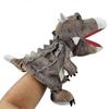 Cartoon open-mouthed Tyrannosaurus Rex hand puppet, interactive dinosaur plush toy for toddlers, Aetosaurus