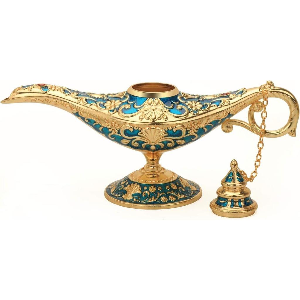 Vintage Magical Legend Aladdin's Genie Lamp for Home/Wedding, Collectible Fancy Rare Classic Arabian Costume Props Lamp Pot