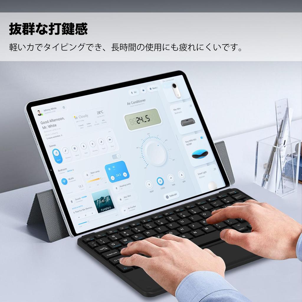 Tavoni Wireless Bluetooth Compatible with iPad with Japanese Instruction Manual Keyboard, Bluetooth, Rechargeable, Keyboard, Touchpad,