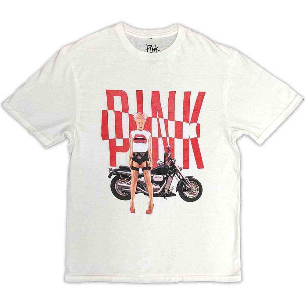 Pink Motorbike T-Shirt White New Unisex T-Shirt S