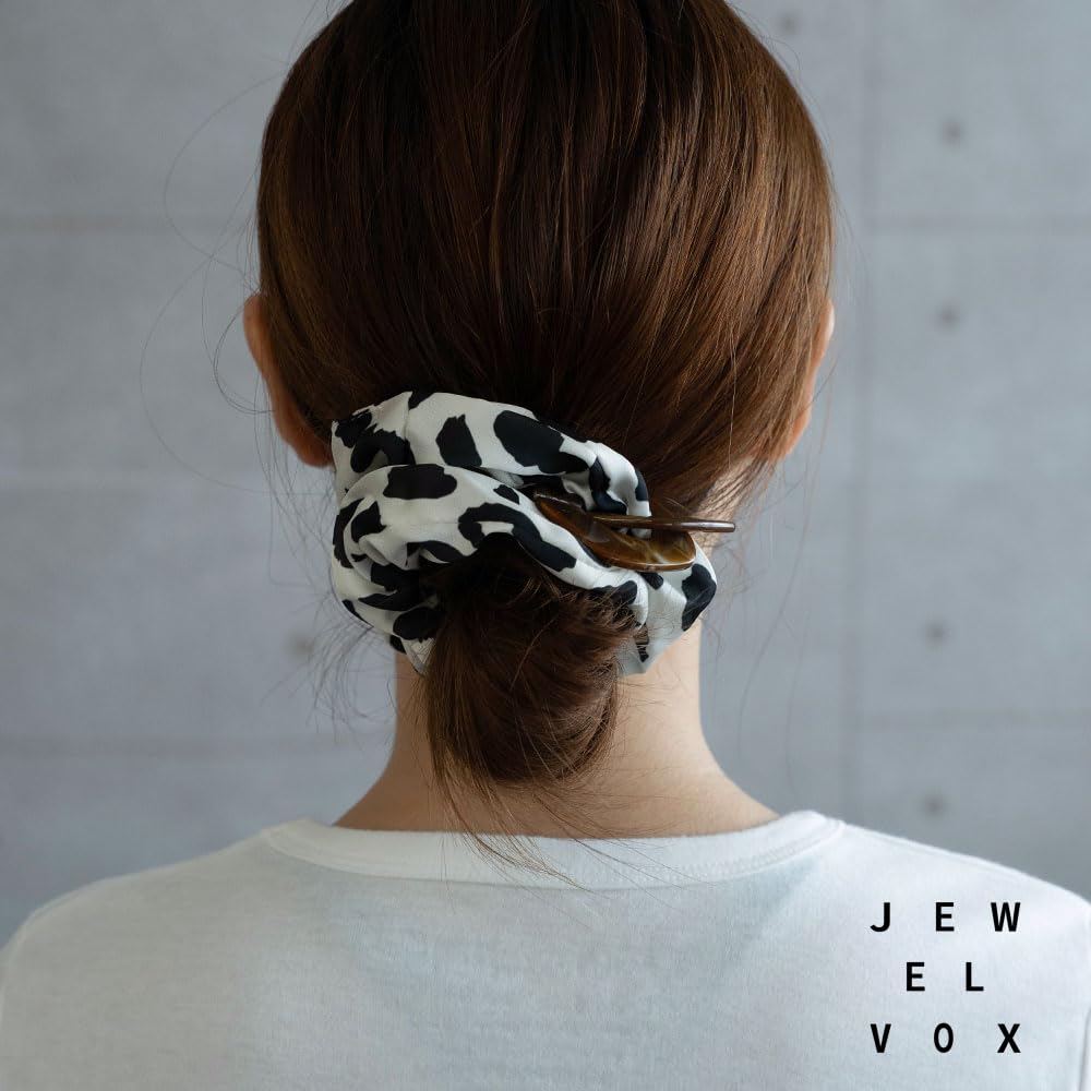 JewelVOX Scrunchie Hair Leopard Animal with Tortoiseshell Single Adult Size Women's Accessory, Print, Print, Charm, Wide, (White)