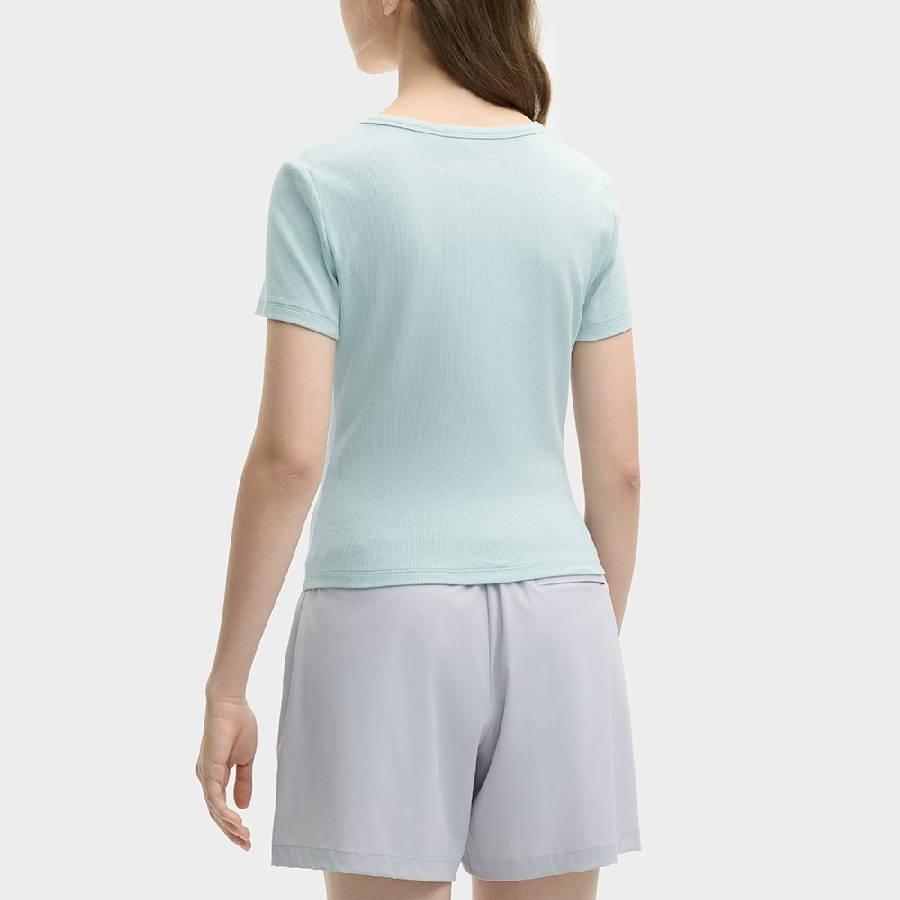 FILA X MAISON KITSUNE Original Fashion Casual Letter Slim Fit Dopamine Short Sleeve T-Shirt Women T-Shirt Fruit-Gray-Green F11W529108F-GN