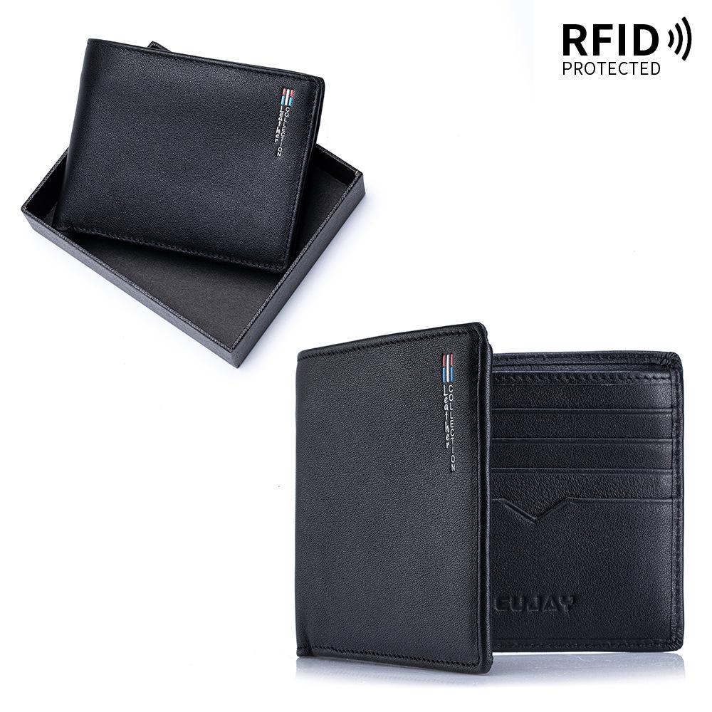 Nouveau Portefeuille en Cuir pour Homme - Portefeuille Court en Cuir de Vachette Première Couche, Pince à Billets Cadeau pour Père, Mari ou Petit Ami