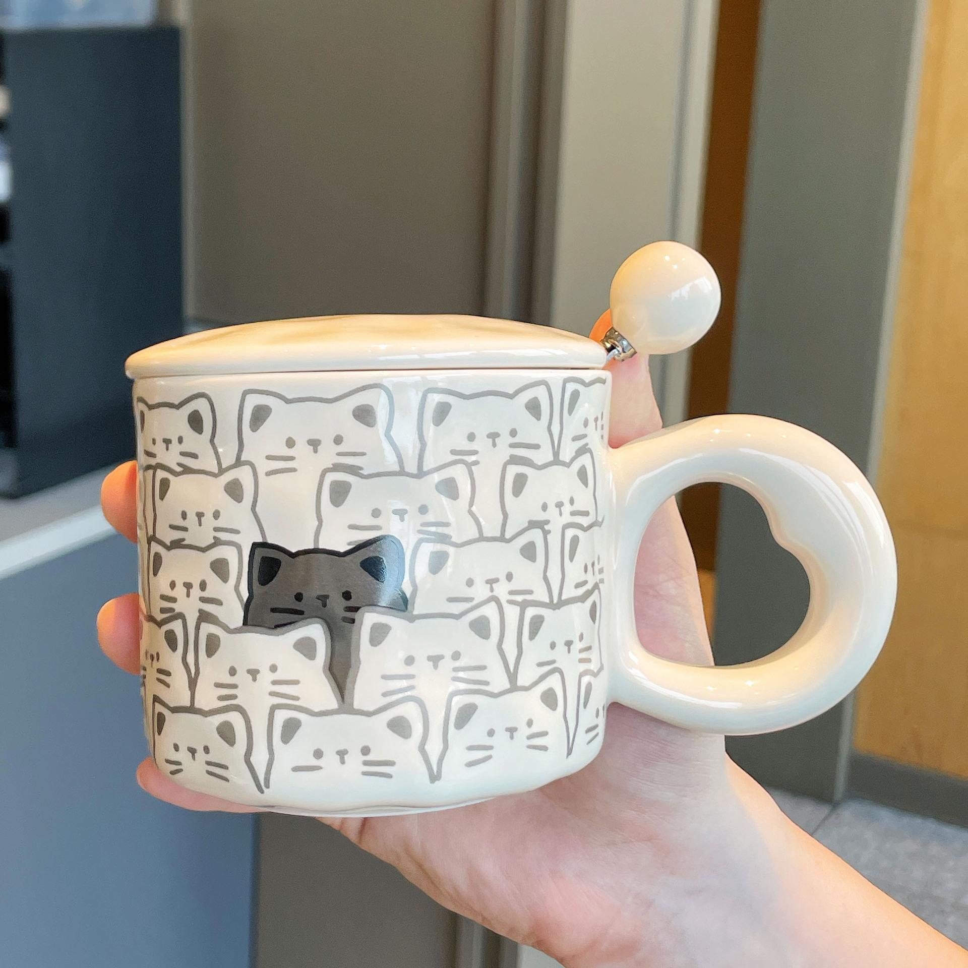 

Souvenir Gift Gift Box Creative Practical Cup New Cute Cat Ceramic Mug Couple Water Cup Home 301-400ml