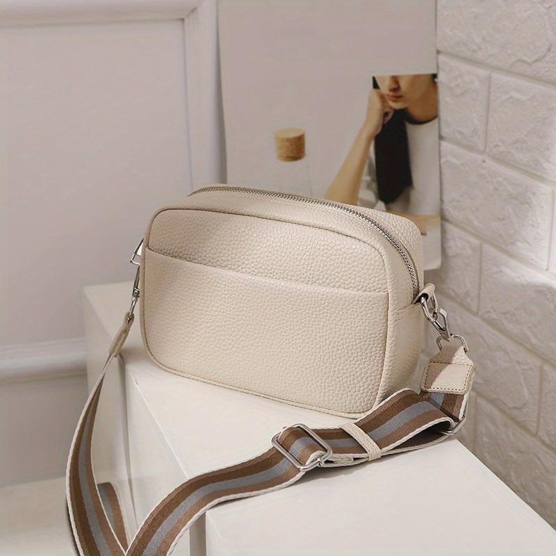 Solid Color PU Crossbody Bag for Women, Small Shoulder Bag, Compact Square Bag.