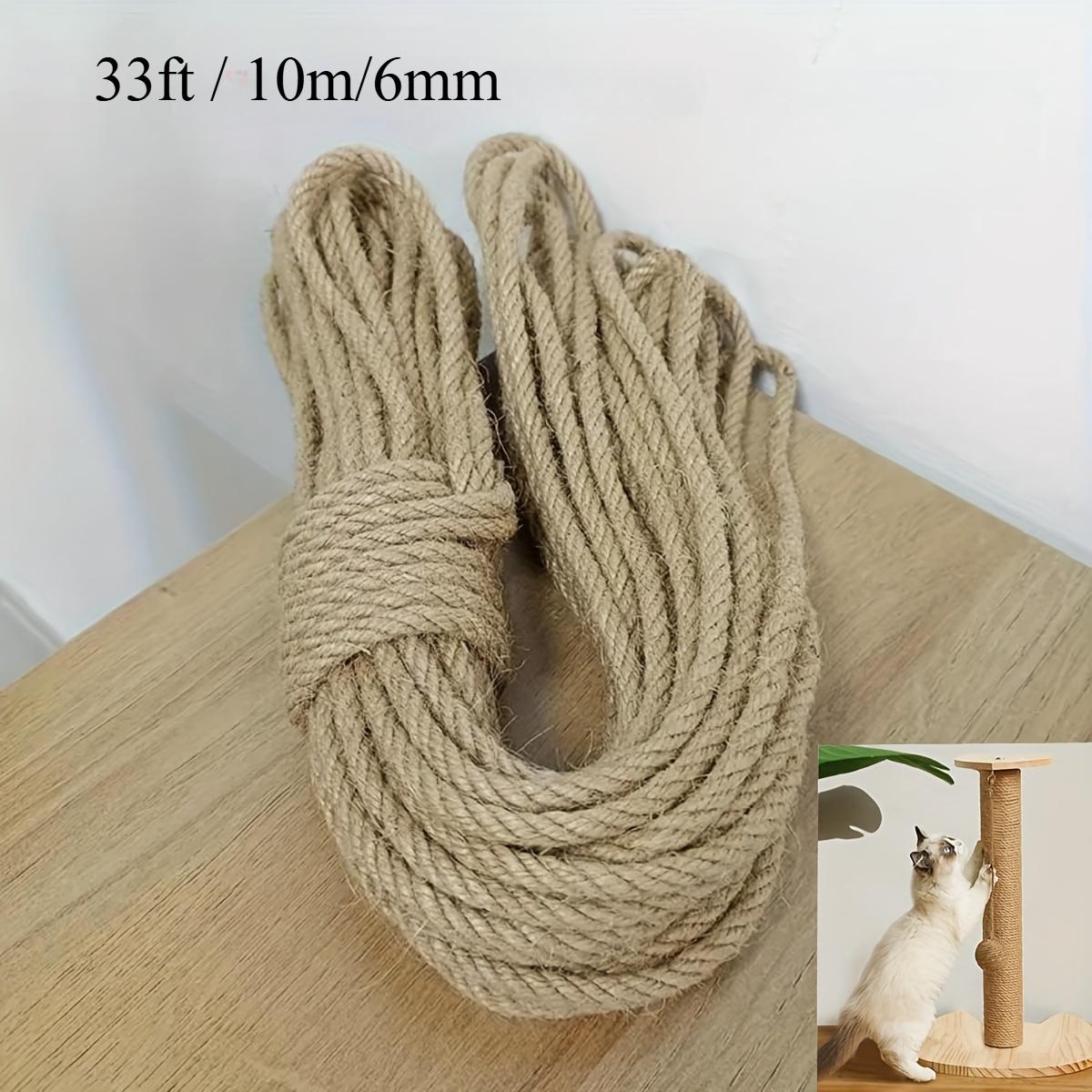 

Natural Hemp Rope for Cat Scratching Posts. Sturdy, Ready-to-Use DIY Cord.Protects Furniture & Keeps Claws Healthy. Rustic Look. 6mm&10M коричневий