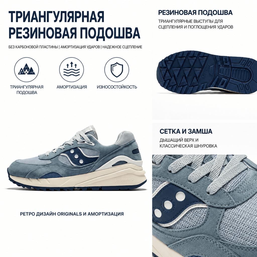 SAUCONY Shadow 6000 Re Lässige Retro Laufschuhe Unisex Sneaker Blau Grau S79050-6