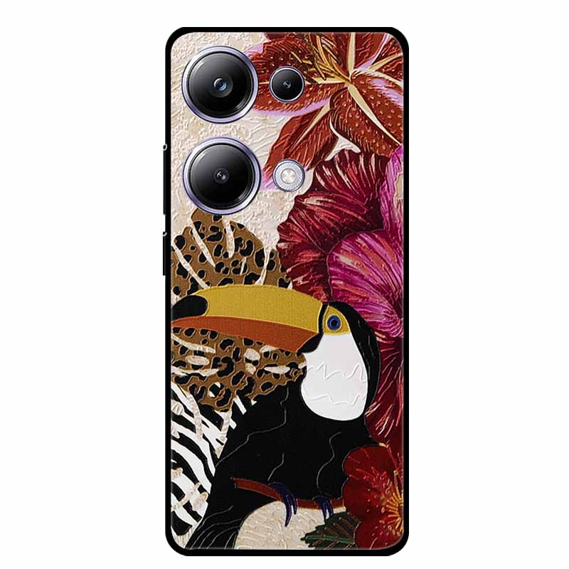 3D Emboss Case For Xiaomi Poco M6 Pro Phone Case Flower Silicone Soft Back Cover For Xiaomi Poco M6 Pro Case PocoM6 M 6 Pro Capa