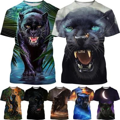 New Jungle Panther Breathable Short Sleeve T Shirt Men Ferocious Animal Hip Hop Style 3D Streetwear Top