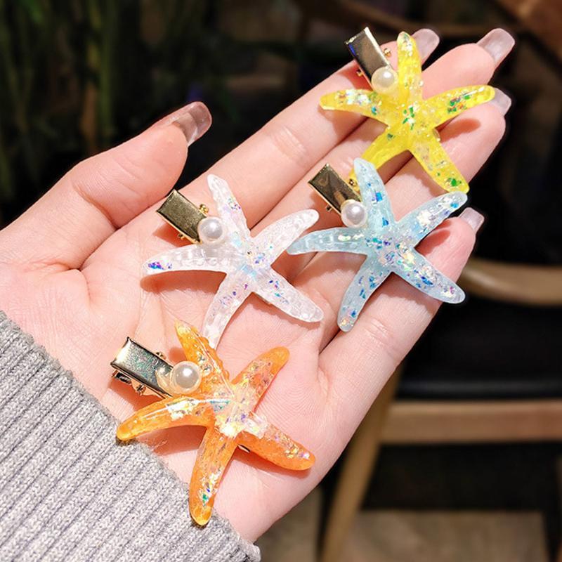 Lindas Pinzas para el Cabello de Estrella de Mar, Concha y Pato 2 Piezas Elegantes y Dulces Pasadores para el Cabello para Mujeres Salidas Diarias Viajes a la Playa Accesorios para el Cabello