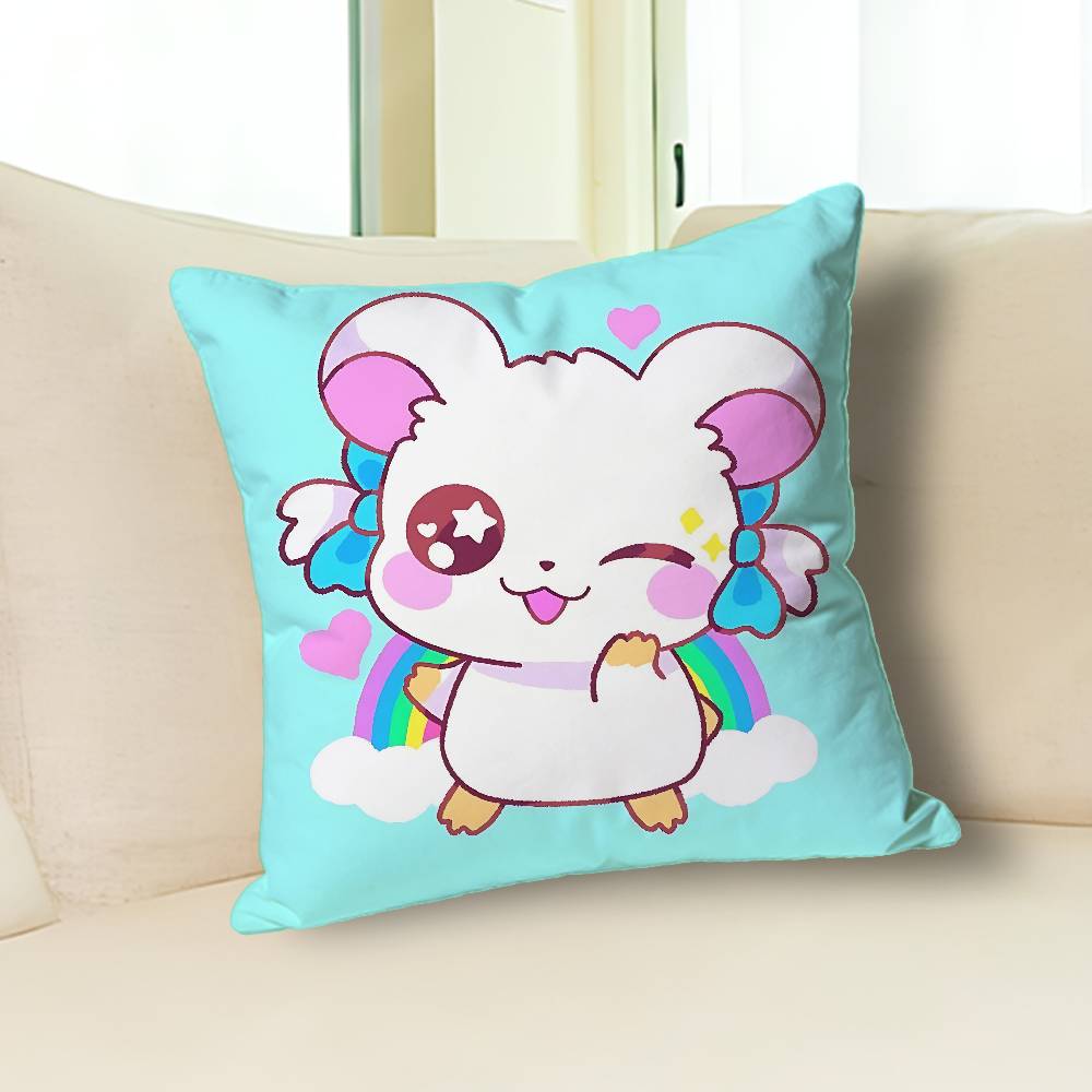 H-Hamtaros Cute Hamster Pillow Cases for Bedroom Living Room Sofa Home Decor Polyester Cushion Cover with Zipper