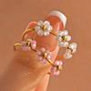 Colorful Flowers Open Ring Stainless Steel Finger Jewelry Fashion Flower Ring  For Women Girls