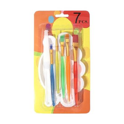 Kids Paintbrush with Palettes , Plastic Handle Paint Brush Easy To Clean for Toddler Gouaches Watercolor Oil Acrylic