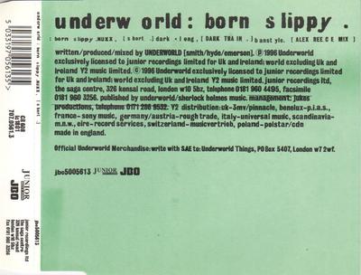 CD UNDERWORLD - Born Slippy .NUXX (Krótki) JBO5005613PROMO Junior Boy's Ow 1999 UK Dance & Electronica Używane