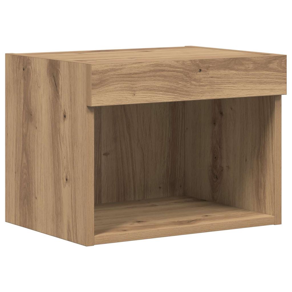TV Wall Unit with LED Light Strips 6 pcs Reclaimed Wood Effect Particleboard