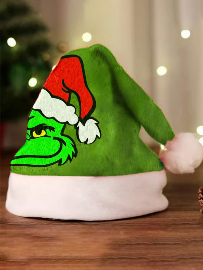 Grinch Green Christmas Hat With Thick Double Sided Velvet For Winter Holiday Celebration