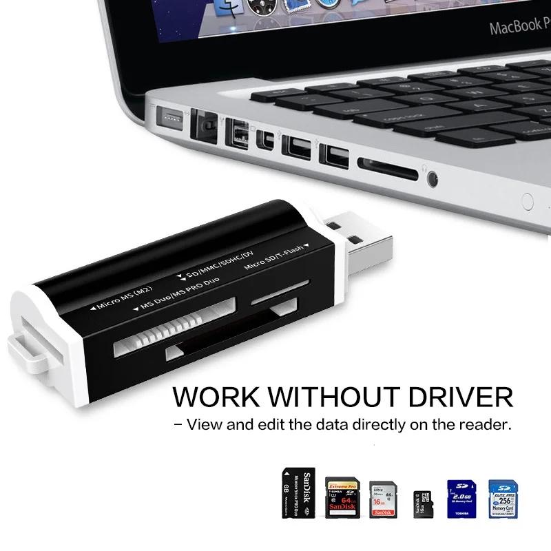 High Speed USB 2 0 Card Reader for Micro SD SDHC TF MMC MS PRO DUO M2 Memory Stick All In One Multi Slot Adapter for PC Laptop