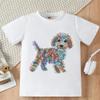Girls Color Pencil Rainbow Puppy Graphic Crewneck Short Sleeve Tee