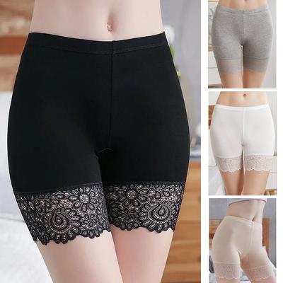 Women Modal Safety Pants Prevent Light Leakage Shorts High Waist Panties Stretch Underware Lace Safety Short Pants