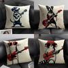 Funny Animal Guitar Playing Patterns   Linen Cushion Covers For Decorative Sofa Home Pillows Case Car Chair Pillows Cases