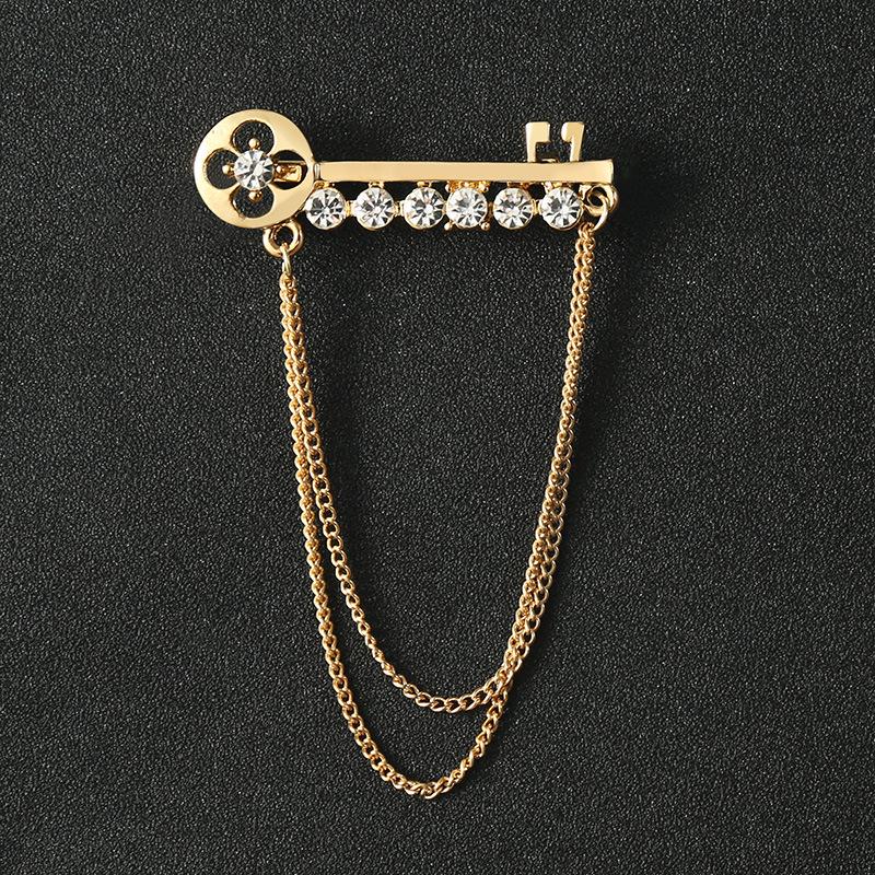 Men's Vintage Wings Brooch: Korean Chain Lapel Pin & Flower Corsage Badge.