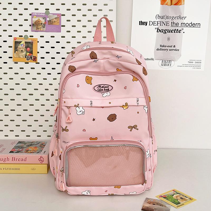 Cute Japanese transparent bag large capacity backpack female student schoolbag junior high school high school student high value backpack