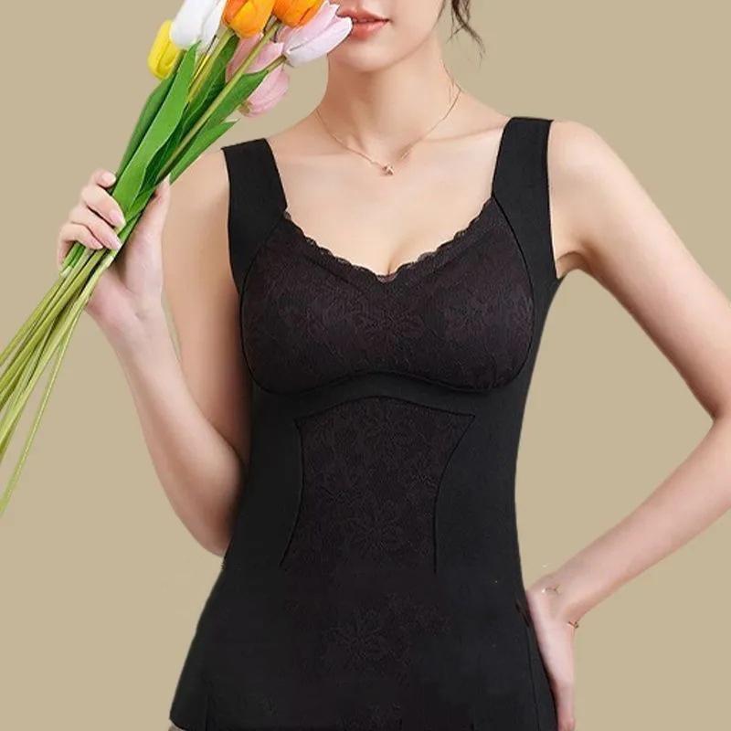 1pcs Woman Thermal Underwear Thermo Lingerie Winter Soft Warm Top Wear Thermo Vest Undershirt Intimate Lace with Bra Padded