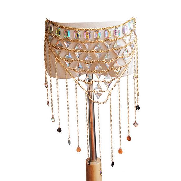 2023 Sommer Sexy Edelstein Quastenweste & Taillen Körperkette Set