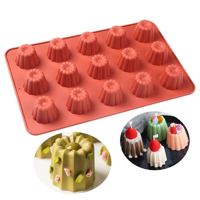 12/15 Holes Silicone Mold Muffin Cupcake Baking Tray Bordelais Fluted Cake Pudding Mold Diy Baking Kitchen Accessories