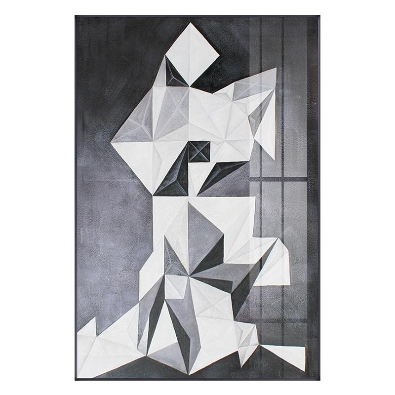 Abstract Geometric Collision Canvas Painting Posters and Print Simple Black and White Wall Art Pictures for Living Room Bedroom