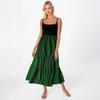Women's Long Beach Casual Elegant Spaghetti Strap Maxi Dress Striped Low-key Flowing Bohemian Dress