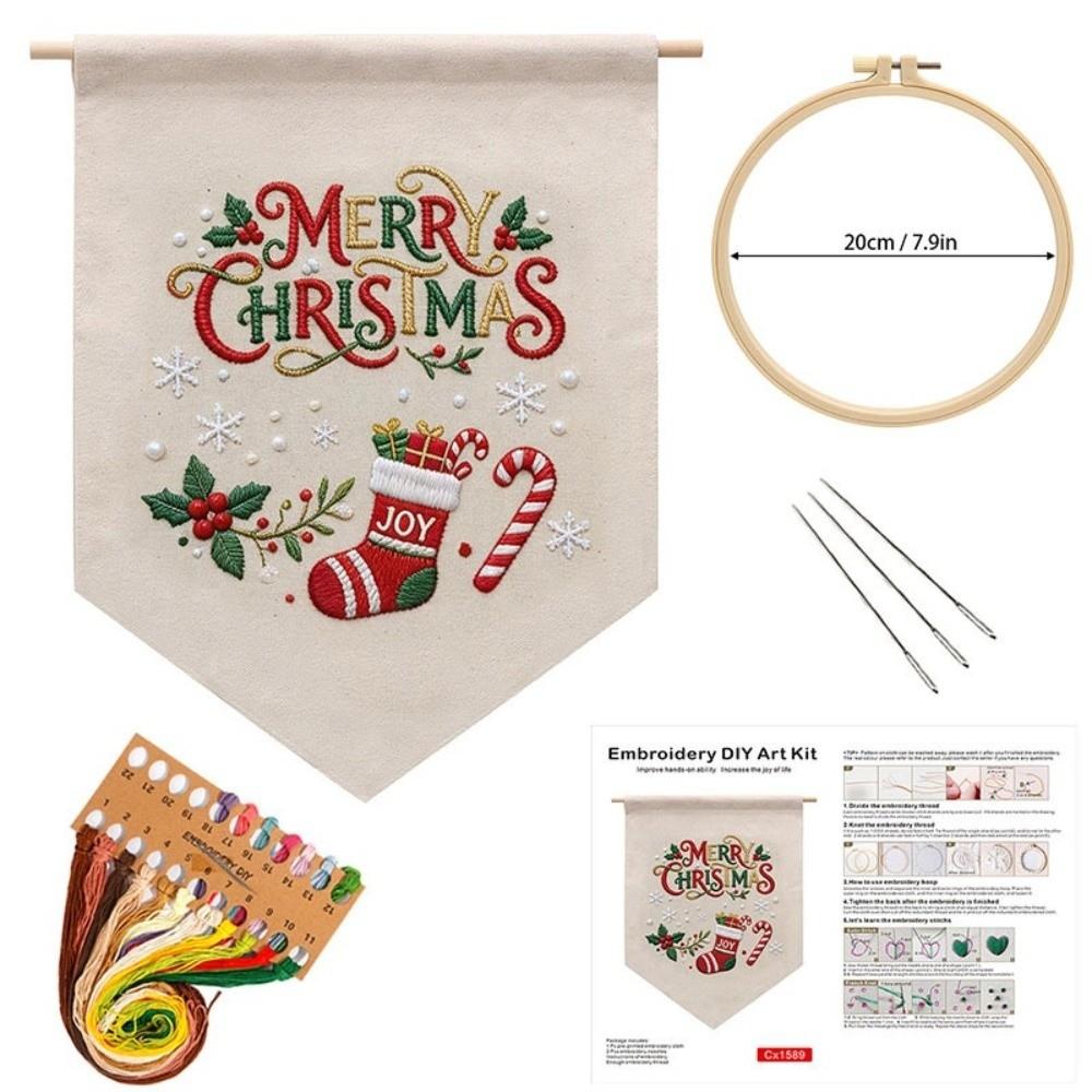 Santa Claus Christmas Embroidery Kit Handmade Xmas Embroidery Craft Set Cross Stitch Set Home