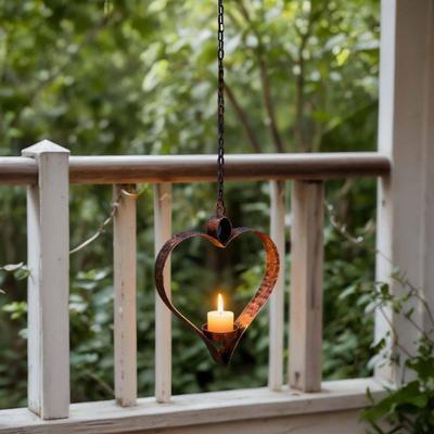 Heart Shape Candle Holder Hanging Candlestick Decor Retro Candles Stand for Anniversary Valentine's