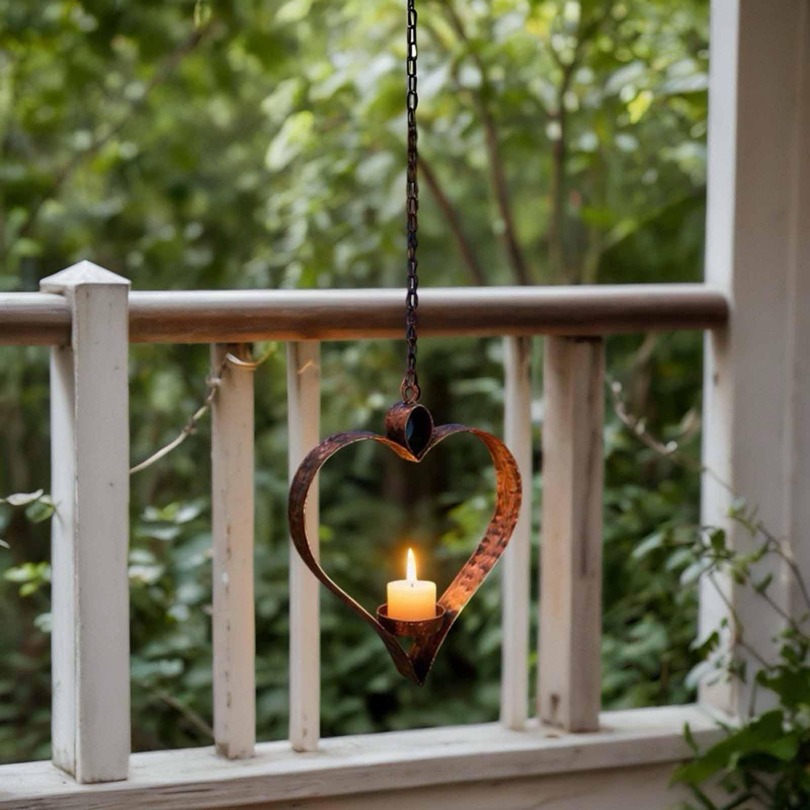 Heart Shape Candle Holder Hanging Candlestick Decor Retro Candles Stand for Anniversary Valentine s