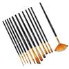 12pcs Black Wooden Pole Nylon Hair Paint Brush Set Art Craft Painting Watercolor Brush Kit