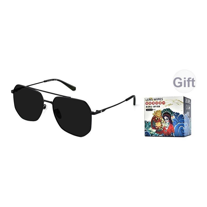 

Calvin Klein Polarized Ultra-Light Double Beam Driving Travel Sunscreen UV Protection Sunglasses Irregular Shape Unisex sunglasses CKJ26217SPLB 002-Black Frame with Gray Lens